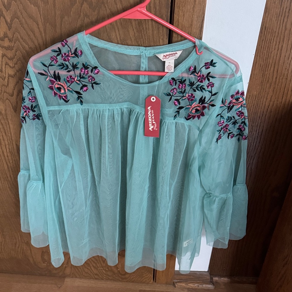 Arizona Jean Co. Girls XL floral sheer top